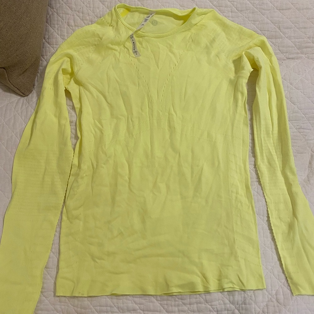 Neon yellow long sleeve lululemon top